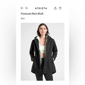 ATHLETA Women’s Hooded Forecast Rain Shell Jacket in Black Size Small NWOT
